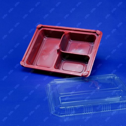 กล่องใส่อาหาร PP ดำ/แดง 3 ช่อง (EX)