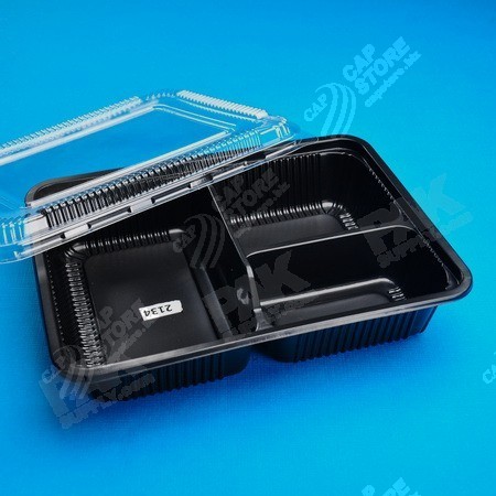 กล่องใส่อาหาร 3 ช่อง PP สีดำ (S-403N)